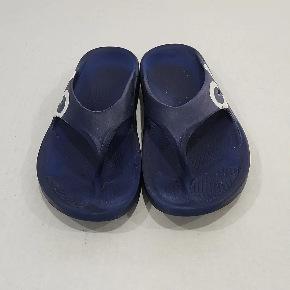 OOFOS Ooriginal Thong Flip Flop Navy Comfort Sandals Men Size 8 / Women Size 10